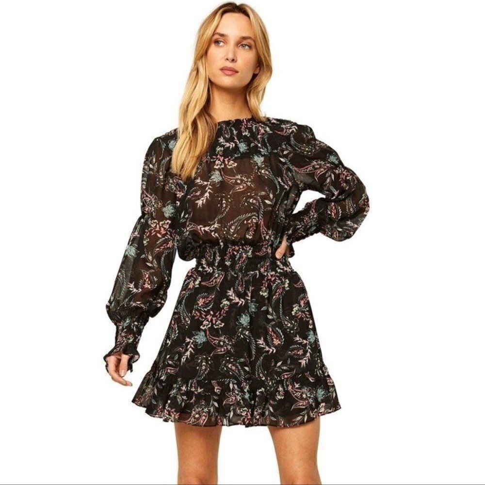 Misa Los Angeles Marin Dress In Enchanted Paisley Print Black